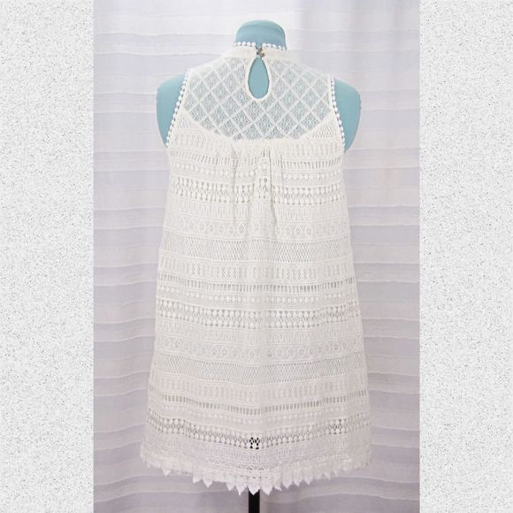 *FINAL PRICE* Altar'd State White Crochet Lace Sleeveless Swing Dress - M - Picture 3 of 7